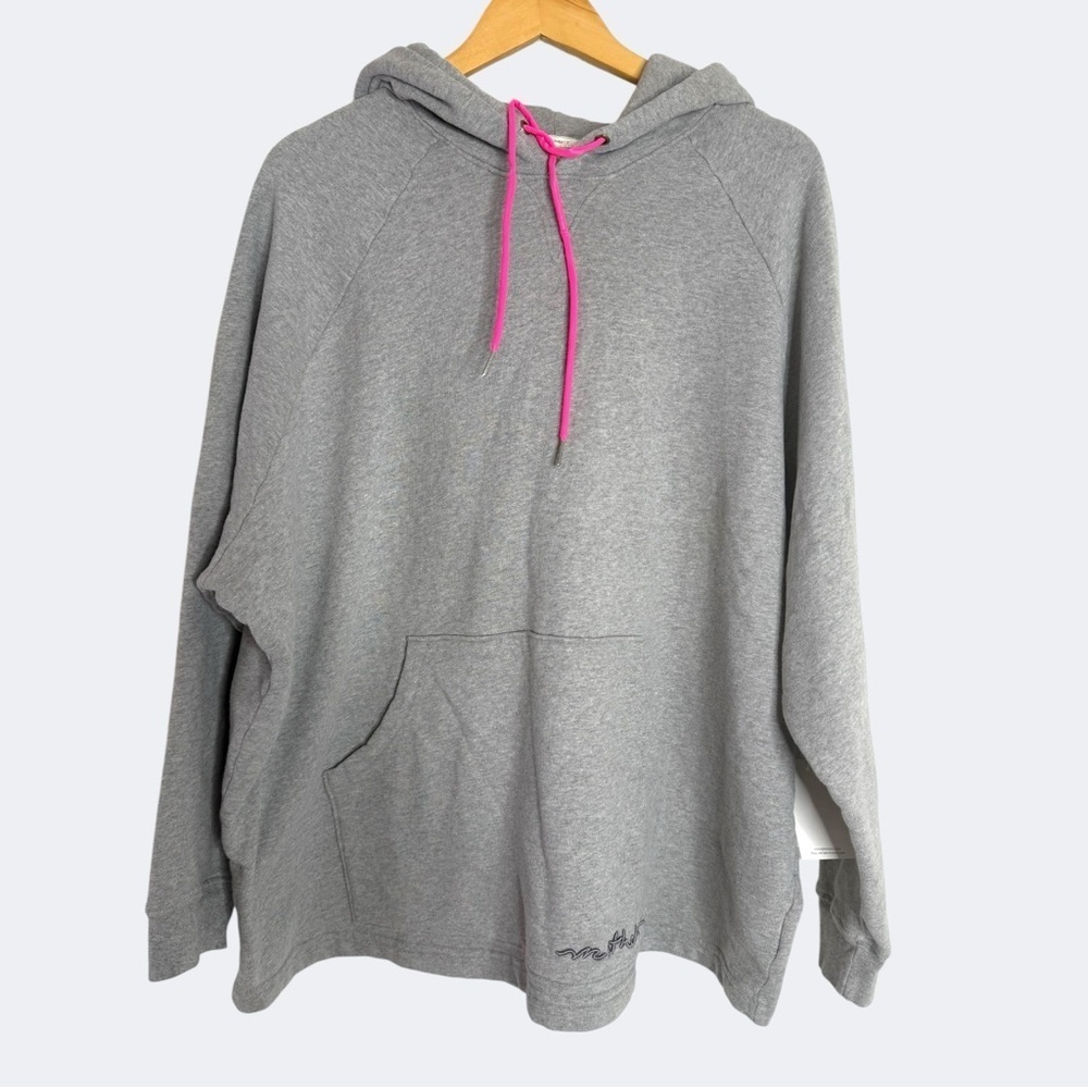 NEW MOTHER THE COCOON Oversized Hoodie Gray with Neon Pink Drawstrings SMALL - Picture 3 of 12